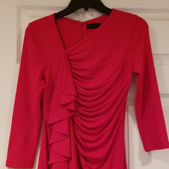 Donna Karan Red Ruffle Cocktail Dress - Size 6 - Picture 2 of 5